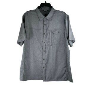 NWOT Mens Size Large Gray Shirt Stoic Button Down Short Sleeve